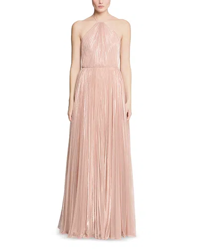 Halston Marisol Metallic Threaded Gown In Pink
