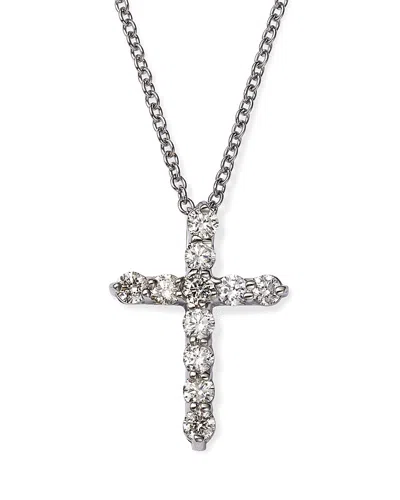 Bloomingdale's Fine Collection Diamond Small Cross Pendant Necklace In 14k White Gold, 0.33 Tcw In Gold