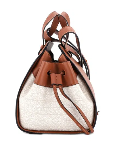 Pre-owned Loewe Hammock Bag Leather And Anagram Jacquard Mini Crossbody Bag In Brown