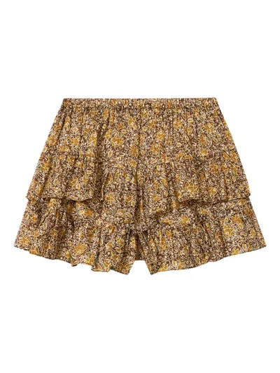 Isabel Marant Étoile Jocadia Ruffled Shorts In Brown