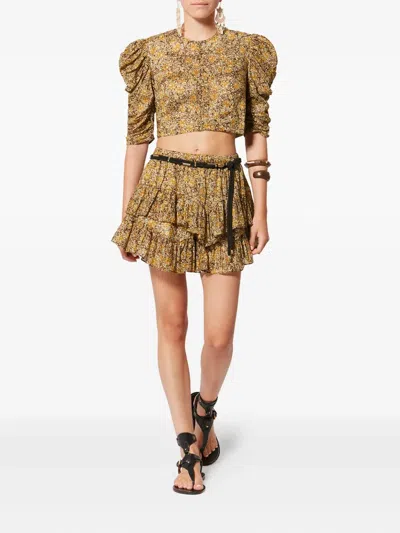 Isabel Marant Étoile Jocadia Ruffled Shorts In Brown