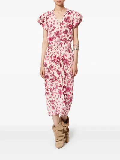 Isabel Marant Terenae Ruffled Floral Dress In Neutral