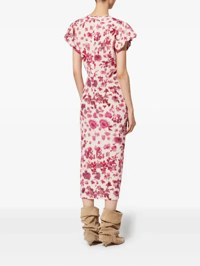 Isabel Marant Terenae Ruffled Floral Dress In Neutral