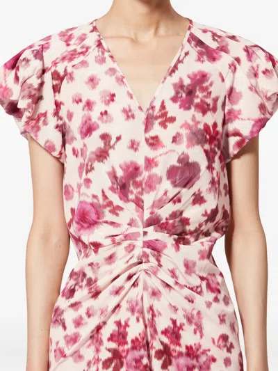 Isabel Marant Terenae Ruffled Floral Dress In Neutral