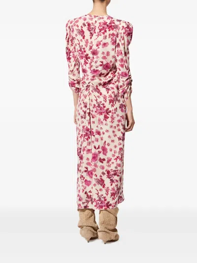 Isabel Marant X Albini Floral Ruched Dress In Neutral
