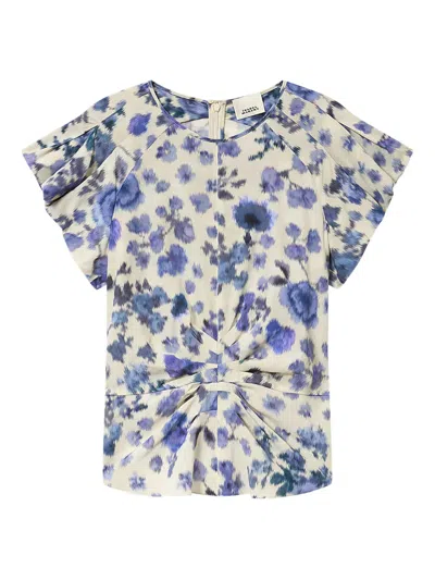 Isabel Marant Tullya Knotted Floral Top In White