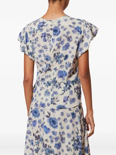 Isabel Marant Tullya Knotted Floral Top In White