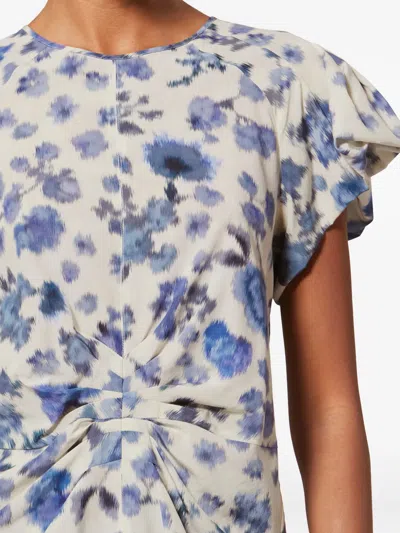 Isabel Marant Tullya Knotted Floral Top In White