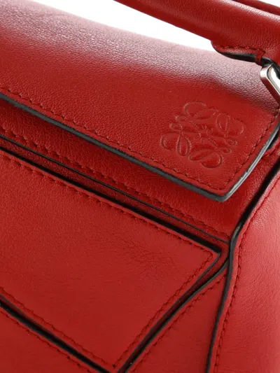 Pre-owned Loewe Puzzle Bag Leather Mini Crossbody Bag In Red