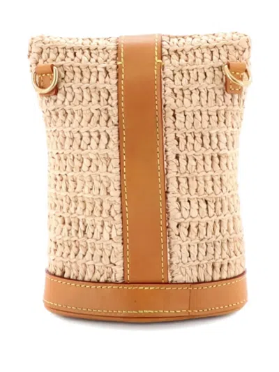 Pre-owned Louis Vuitton Envelope Pouch Raffia And Leather Crossbody Bag In Neutral