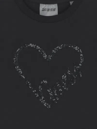 Guess Heart-logo T-shirt In Black