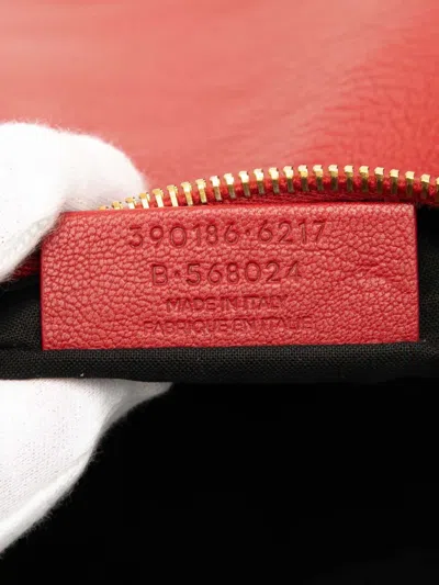 Pre-owned Balenciaga 2017 Veau Motocross Classic Metallic Edge Clutch Bag In Red
