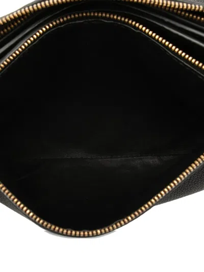 Pre-owned Bottega Veneta 2012-2025 Leather Double Zip Chain Crossbody Bag In Black