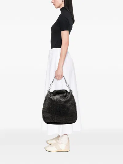 Pre-owned Dior 2007 Woven Lambskin Soft Lady  Hobo Bag In Black