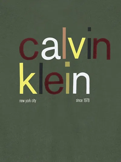 Calvin Klein Logo-print Hoodie In Green