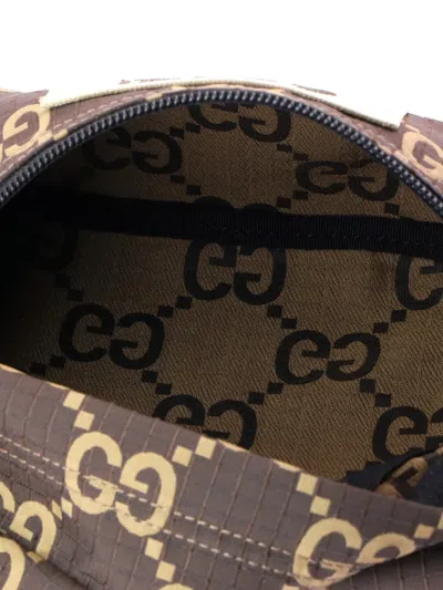 Pre-owned Gucci Ripstop Gg Nylon And Leather Belt Bag In Brown