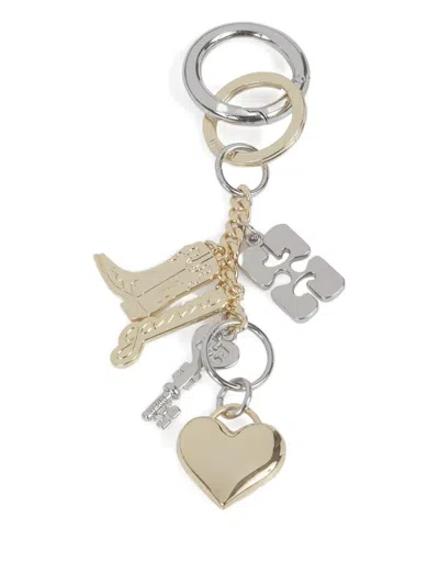 Ganni Polish-finish Keyring In Multi