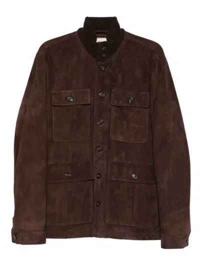 搭扣口袋皮夹克