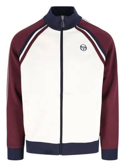 Sergio Tacchini Striped Zip Sweatshirt In White