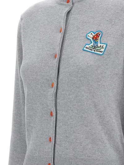 Alessandro Enriquez Crewneck Cardigan In Gray