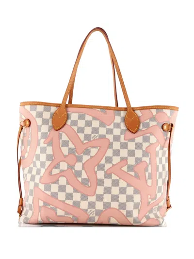 Pre-owned Louis Vuitton Neverfull Nm Limited Edition Damier Tahitienne Mm Tote Bag In Pink