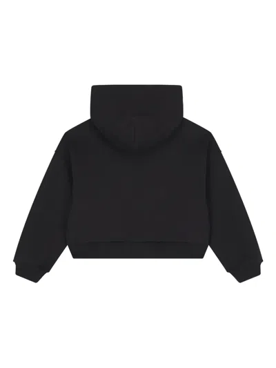 Calvin Klein Logo Hooded Zip-up Hoodie In Black