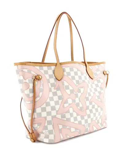 Pre-owned Louis Vuitton Neverfull Nm Limited Edition Damier Tahitienne Mm Tote Bag In Pink