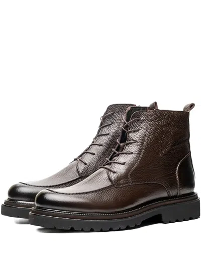 Poche Paris Lace-up Ankle Boots In Brown