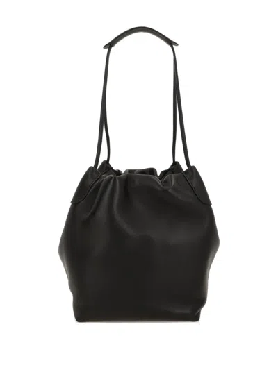 Loro Piana Gathered Shoulder Bag In Black