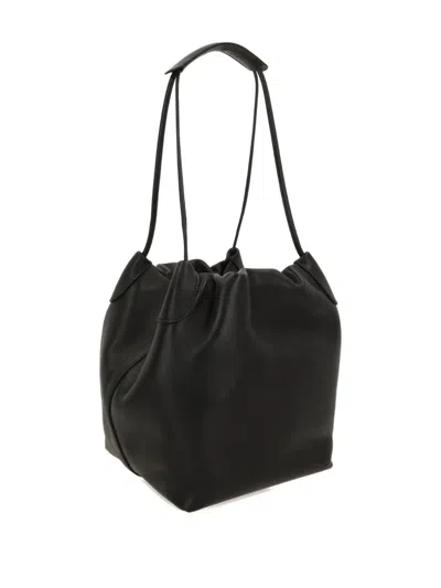 Loro Piana Gathered Shoulder Bag In Black