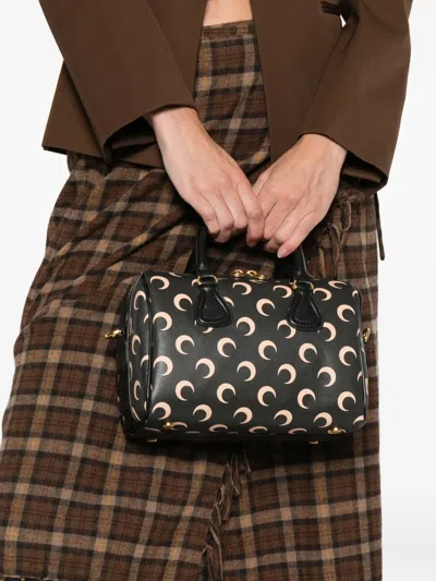 Marine Serre Moon Canvas Strike Top Handle Tote Bag In Black