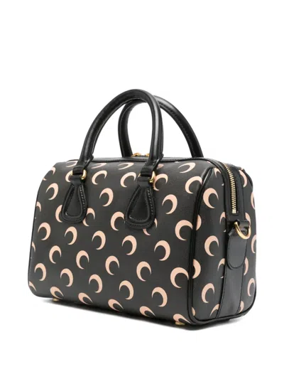 Marine Serre Moon Canvas Strike Top Handle Tote Bag In Black