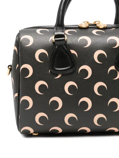 Marine Serre Moon Canvas Strike Top Handle Tote Bag In Black