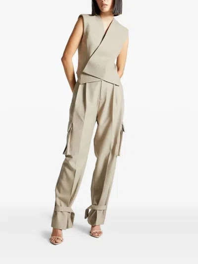 Manière De Voir Pleated Cargo Trousers In Neutral