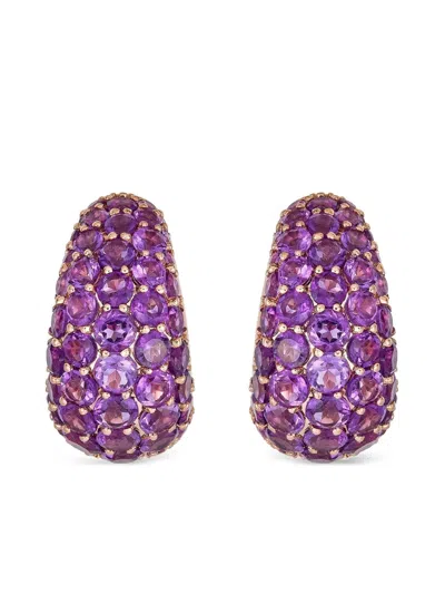 18K玫瑰金紫晶耳环