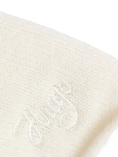 Hugo Boss Embroidered-logo Beanie Hat In Neutral