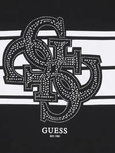 Guess 4g Logo Hooded Dress In Black