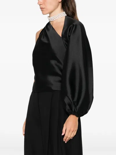 Self-portrait One-shoulder Top In Black