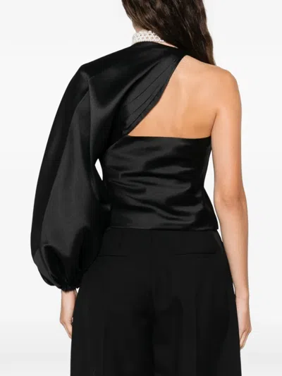 Self-portrait One-shoulder Top In Black