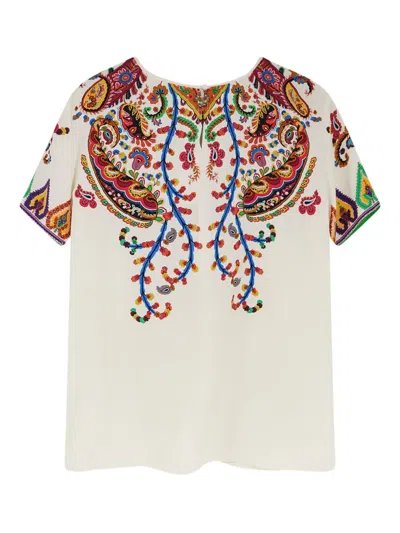 Etro Paisey-print Crewneck T-shirt In White
