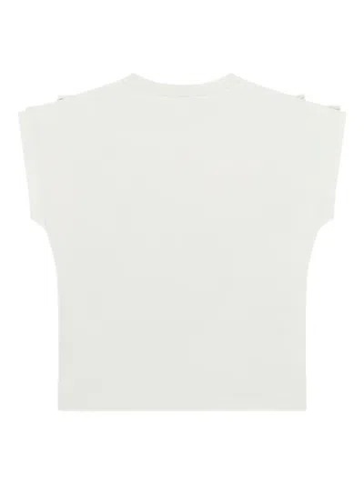 Balmain Ruffled Logo Top In White