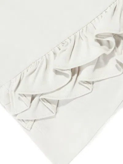 Balmain Ruffled Logo Top In White