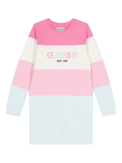 Guess Logo-embroidered Dress In Pink