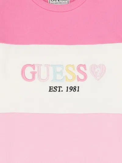 Guess Logo-embroidered Dress In Pink