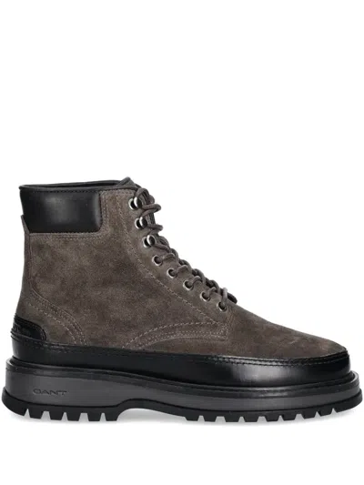 Gant Lace-up Panelled Boots In Gray
