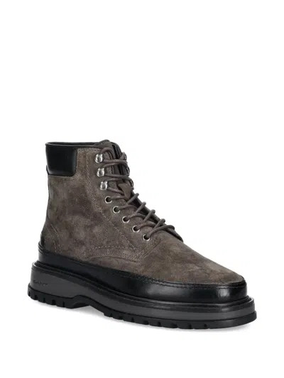 Gant Lace-up Panelled Boots In Gray