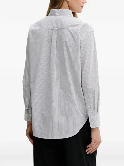 Gant Striped Embroidered Shirt In White