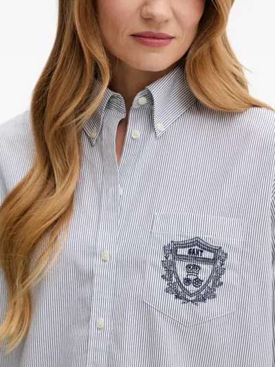 Gant Striped Embroidered Shirt In White