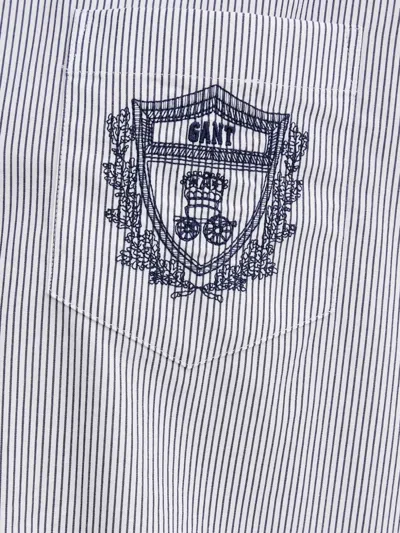 Gant Striped Embroidered Shirt In White