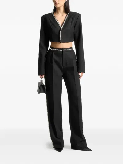 Manière De Voir Crystal-embellished Cropped Blazer In Black